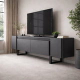 TV Meubels - TV Meubel Antraciet Yildiz 180x50x30 - Zwart Frame - Dimehouse