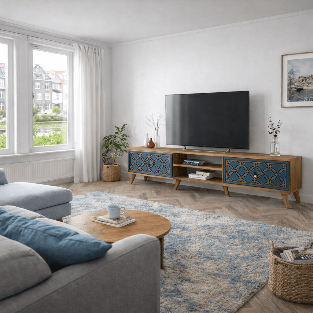TV Meubels - TV Meubel Class Walnoot Chalcedoon Melamine 180x44x35 cm - Dimehouse