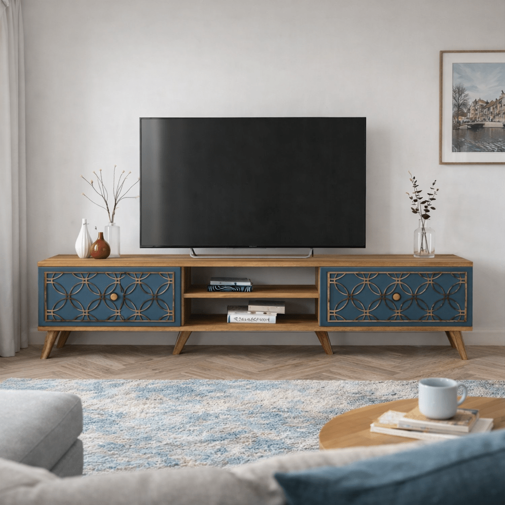 TV Meubels - TV Meubel Class Walnoot Chalcedoon Melamine 180x44x35 cm - Dimehouse