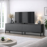TV Meubels - TV Meubel Lord Antraciet Zwart Melamine 180x47x30 cm - Dimehouse