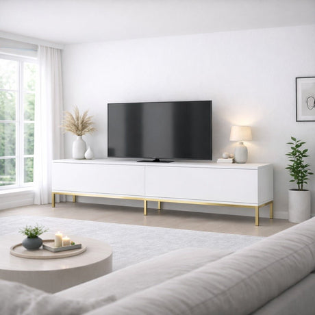 TV furniture Lord white gold melamine 180x47x30 cm