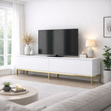 TV Meubels - TV Meubel Lord Wit Goud Melamine 180x47x30 cm - Dimehouse
