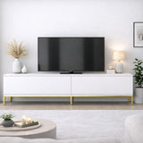 TV Meubels - TV Meubel Lord Wit Goud Melamine 180x47x30 cm - Dimehouse