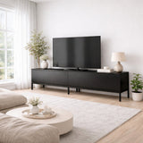 TV Meubels - TV Meubel Lord Zwart Melamine 180x47x30 cm - Dimehouse