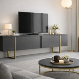 TV Meubels - TV Meubel Luxe Antraciet Goud Melamine 180x50x30 cm - Dimehouse