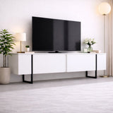 TV Meubels - TV Meubel Luxe Wit Zwart Melamine 180x50x30 cm - Dimehouse