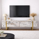 TV Cabinet Marble Melamine Golden Frame Blitz 50x180x29.5 cm 