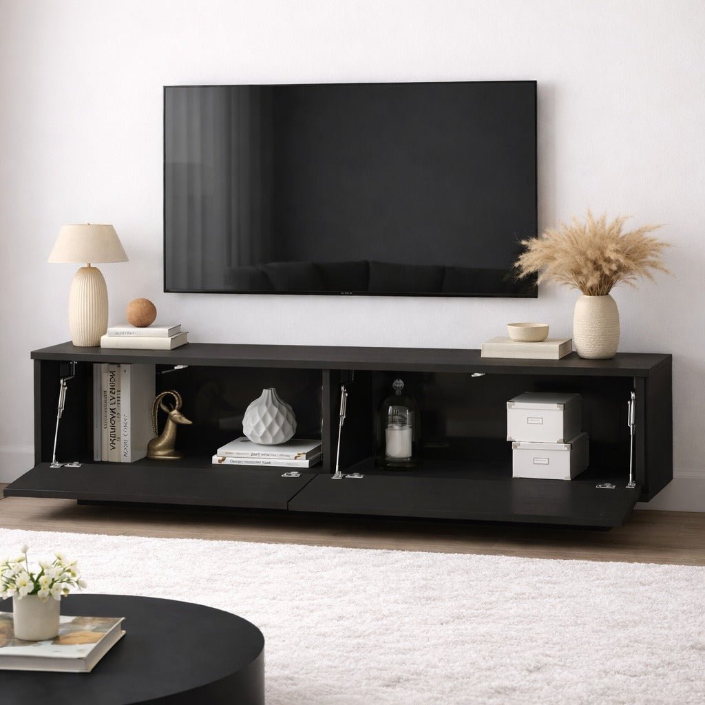 TV furniture merida black melamine 140x38.2x35.5 cm