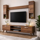 TV Meubels - TV Meubel Set Alta Walnoot Melamine 180x48,6x35 cm - Dimehouse