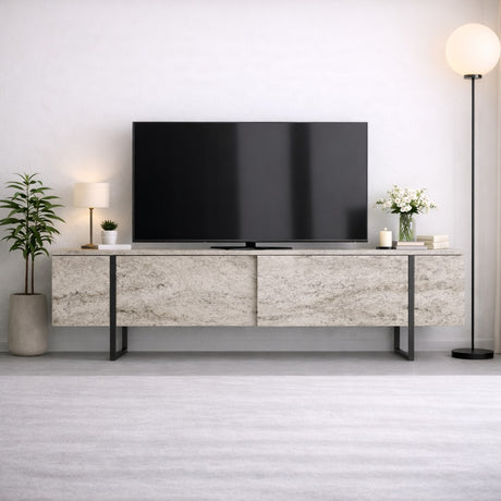 TV Furniture Travertine Luxury 180x50x30 - Black Frame