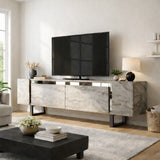 TV Meubels - TV Meubel Travertin Yildiz 180x50x30 - Zilver Frame - Dimehouse