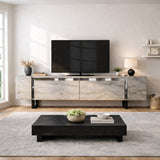 TV Meubels - TV Meubel Travertin Yildiz 180x50x30 - Zilver Frame - Dimehouse