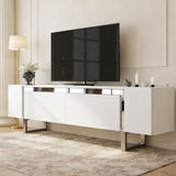 TV Meubels - TV Meubel Wit Yildiz 180x50x30 - Zilver Frame - Dimehouse