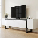 TV Meubels - TV Meubel Wit Yildiz 180x50x30 - Zwart Frame - Dimehouse