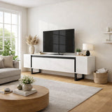 TV Meubels - TV Meubel Wit Yildiz 180x50x30 - Zwart Frame - Dimehouse