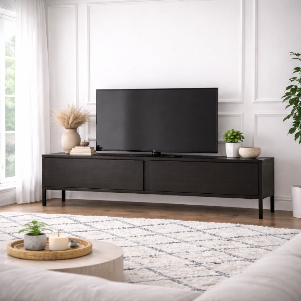 TV Cabinet Black Melamine Blitz 50x180x29.5 cm 