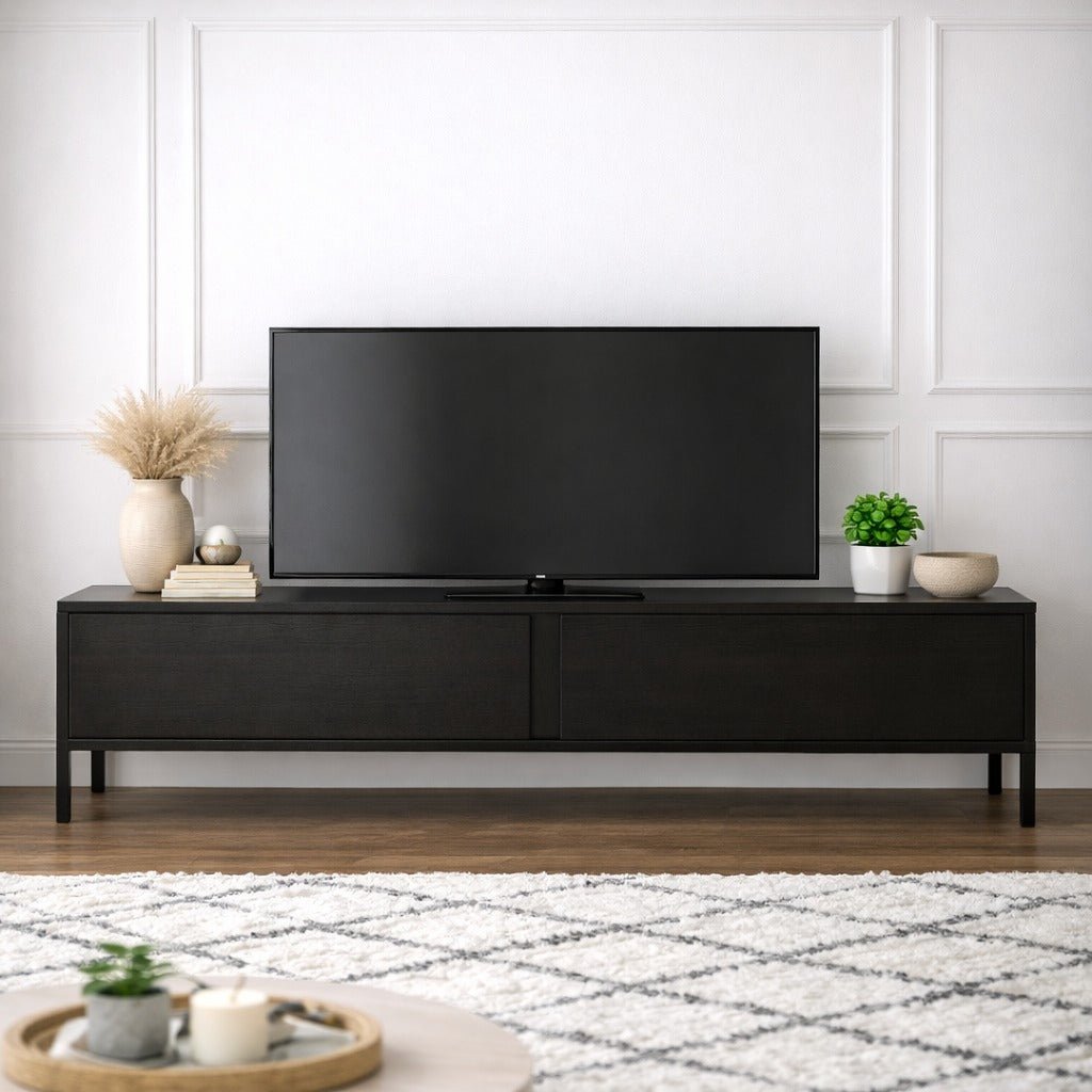 TV Cabinet Black Melamine Blitz 50x180x29.5 cm 