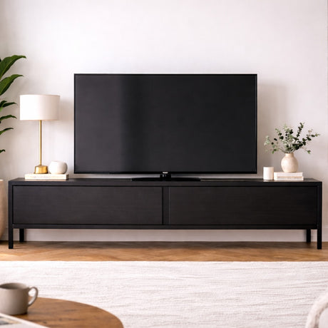 TV Cabinet Black Melamine Blitz 50x180x29.5 cm 