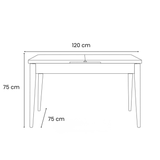 Eettafels - Uitschuifbare eettafel Dennen Melamine - 120 tot 155 cm - inclusief bankjes - Santo - Dimehouse
