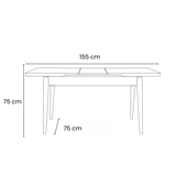 Eettafels - Uitschuifbare eettafel Dennen Melamine - 120 tot 155 cm - inclusief bankjes - Santo - Dimehouse