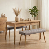 Eettafels - Uitschuifbare eettafel Dennen Melamine - 120 tot 155 cm - inclusief bankjes - Santo - Dimehouse