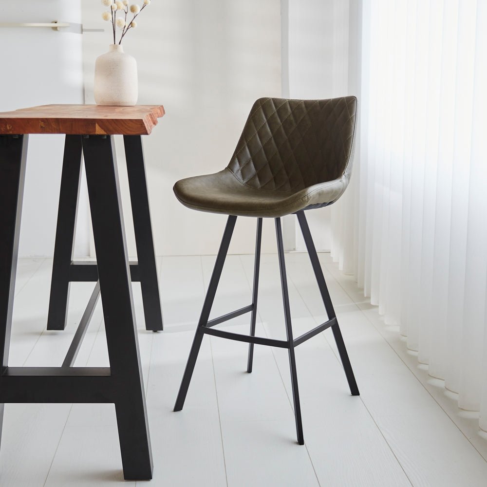 Juno Industrial Bar Stool Green