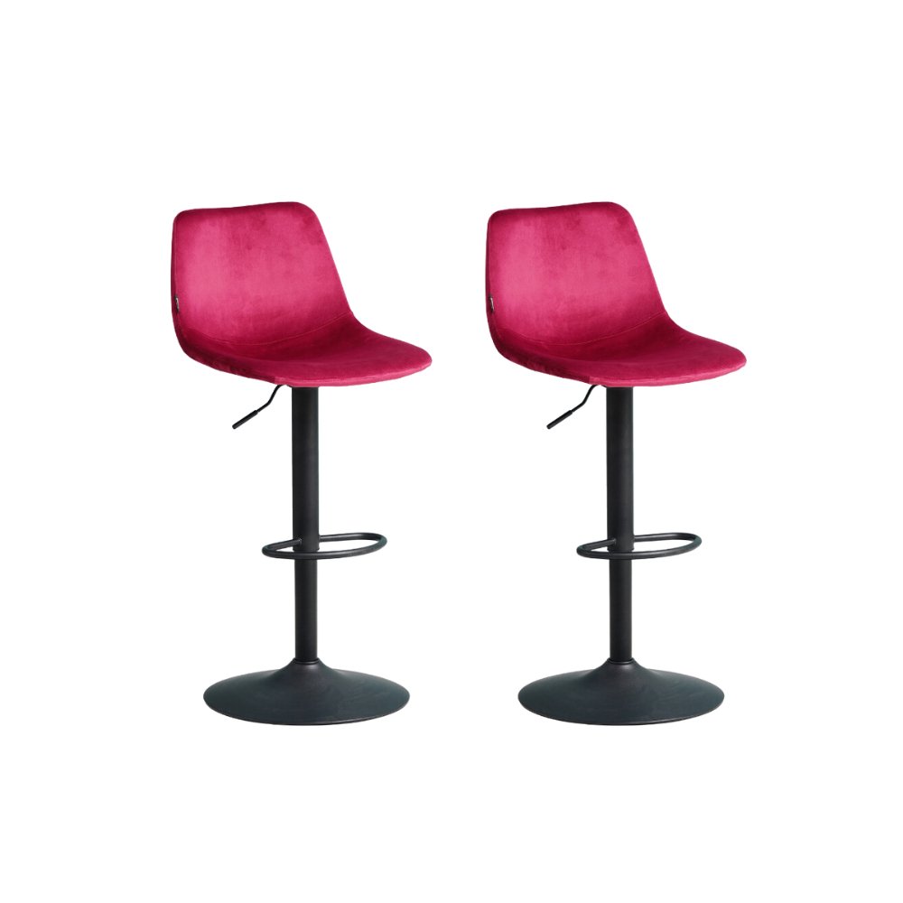 Set of 2 Nora Velvet Swivel Bar Stools Pink