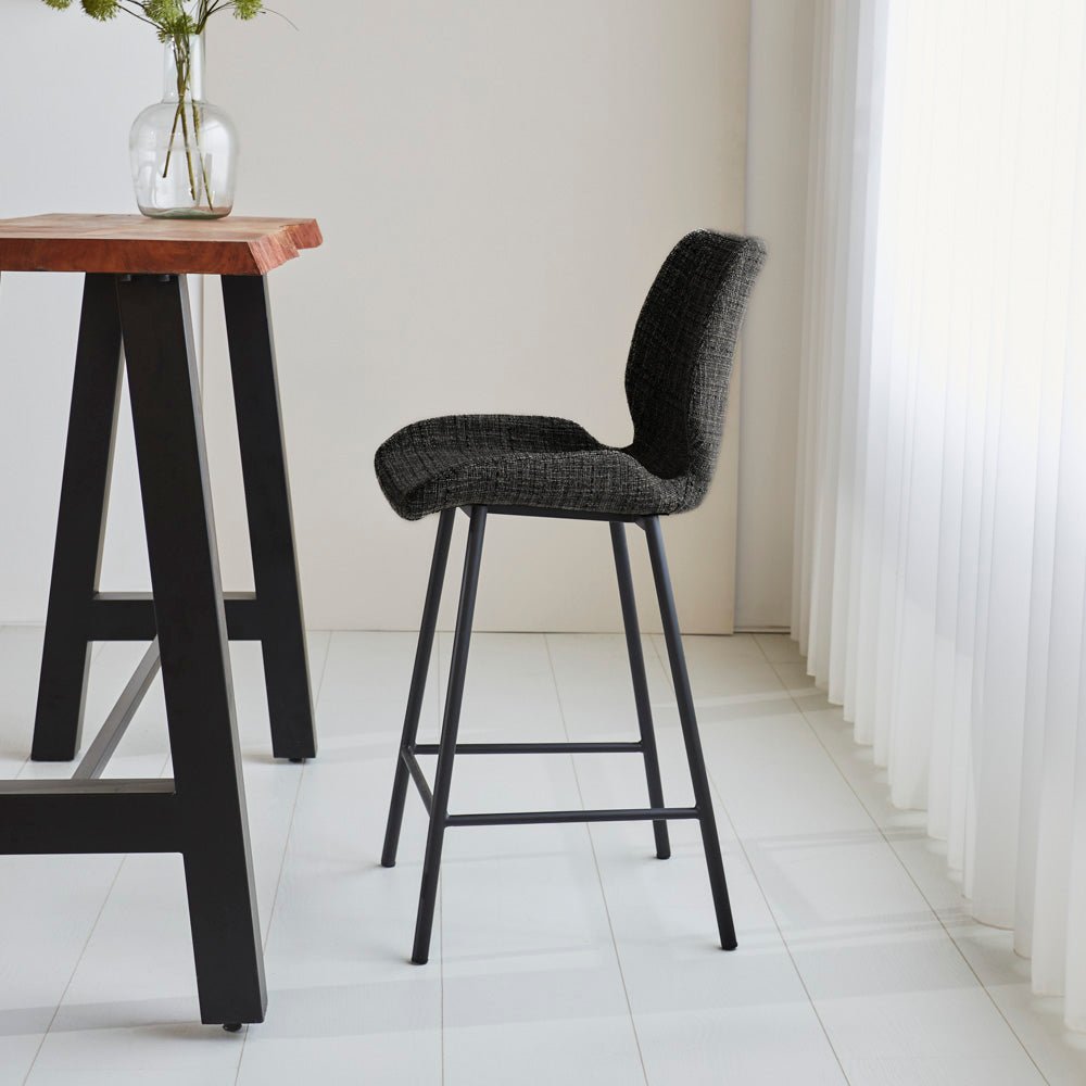 Beau Bar Stool Chenille Black