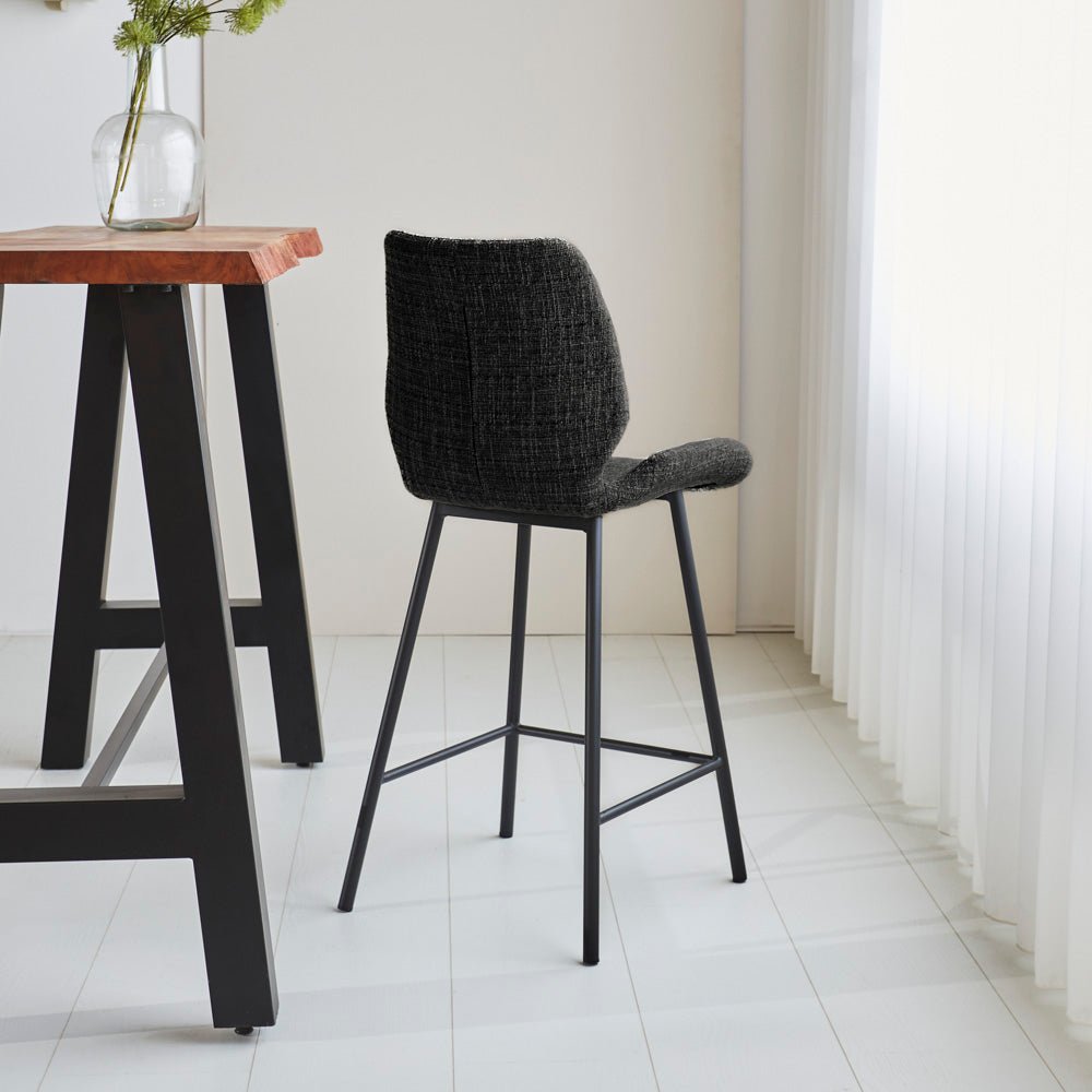 Beau Bar Stool Chenille Black