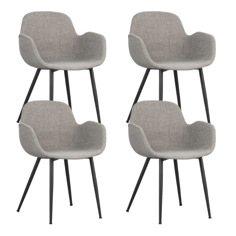 Eetkamerstoelen - Set van 4 Eetkamerstoelen met kuipvormige zitting Mick grijs - Dimehouse