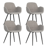 Eetkamerstoelen - Set van 4 Eetkamerstoelen met kuipvormige zitting Mick grijs - Dimehouse