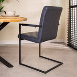 Bras Industrial Dining Chair Blue with Armrests