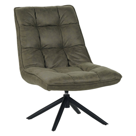 Yuki Swivel Armchair Green Eco-leather 360° Rotatable