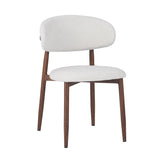 Dining Chair Nalo with Walnut-Coloured Metal Legs and Ivory-Coloured Seat
