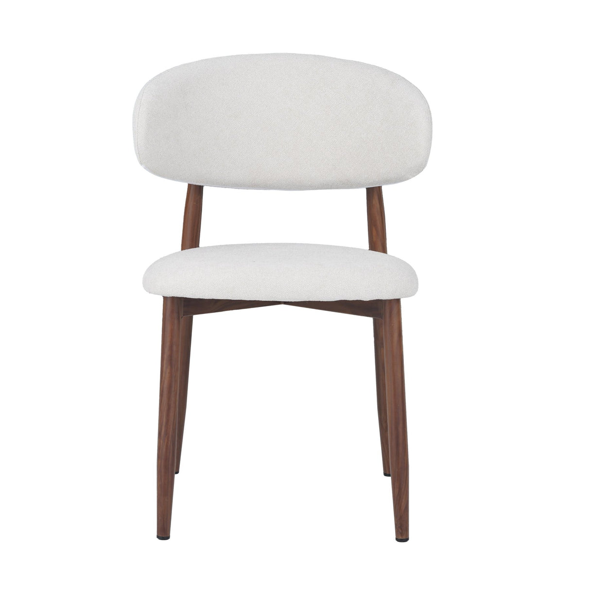 Dining Chair Nalo with Walnut-Coloured Metal Legs and Ivory-Coloured Seat