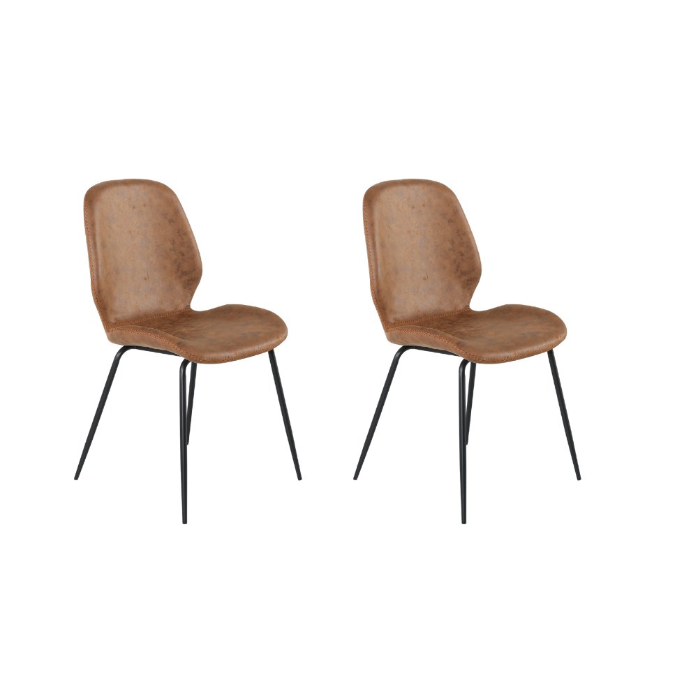 Set of 2 Juna Industrial Dining Chairs Cognac