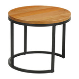Set of 2 round coffee tables natural Mango wood - industrial - Rosy
