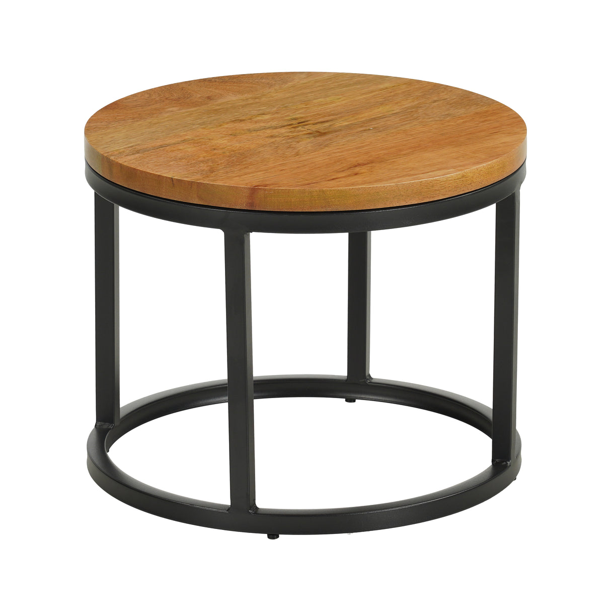 Set of 2 round coffee tables natural Mango wood - industrial - Rosy