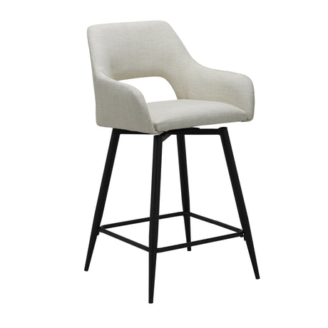 Swivel Bar Stool Beige Fabric Skye - Seat Height 67 cm - With Armrests