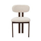 Japandi Dining Chair Miyo Bouclé Ivory - Walnut Look Frame 