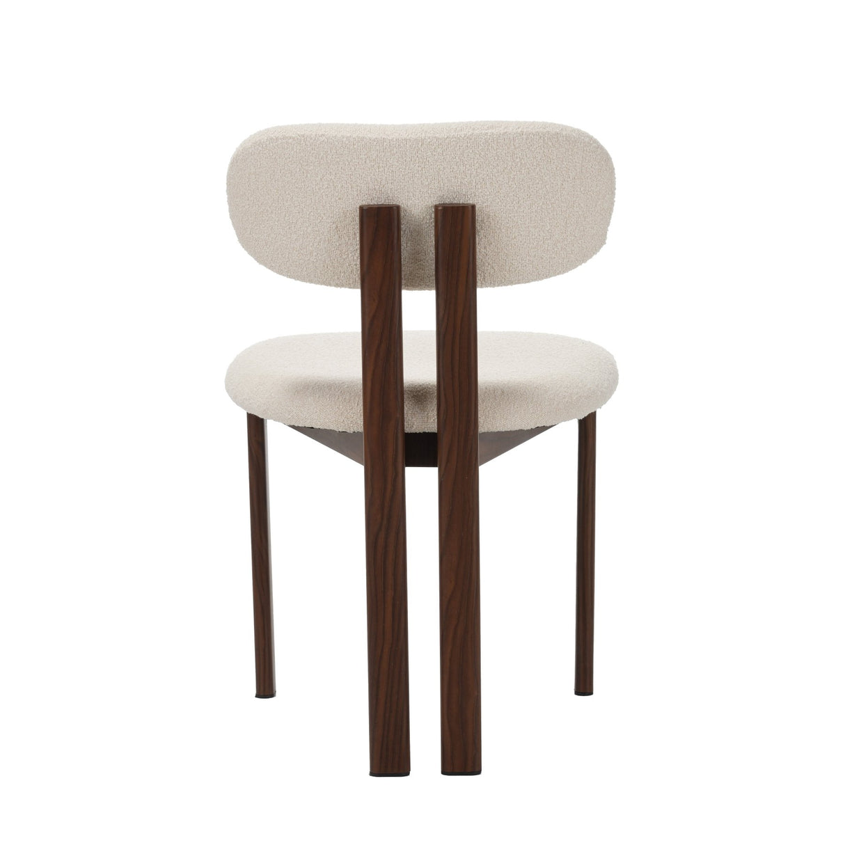 Japandi Dining Chair Miyo Bouclé Ivory - Walnut Look Frame 