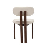Japandi Dining Chair Miyo Bouclé Ivory - Walnut Look Frame 