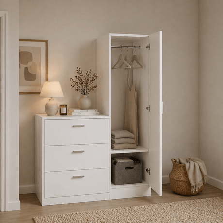 Wall cabinet White Melamine - hang and lay - 140x100x47 cm - Jade