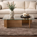 Salontafels - Salontafel Naturel Glas Opal 105x65x30 cm - Dimehouse