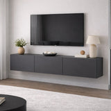 TV Meubels - Zwevend TV Meubel Antraciet Melamine - 150x30 cm - West - Dimehouse
