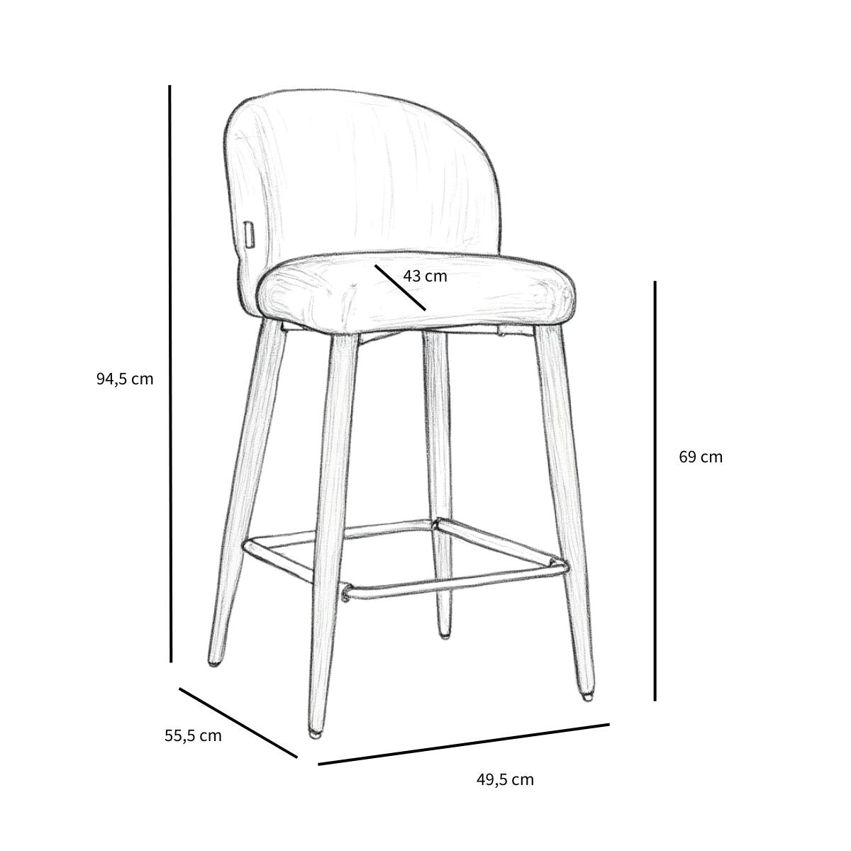 Bar stool Charlie chenille taupe 69 cm - image 8