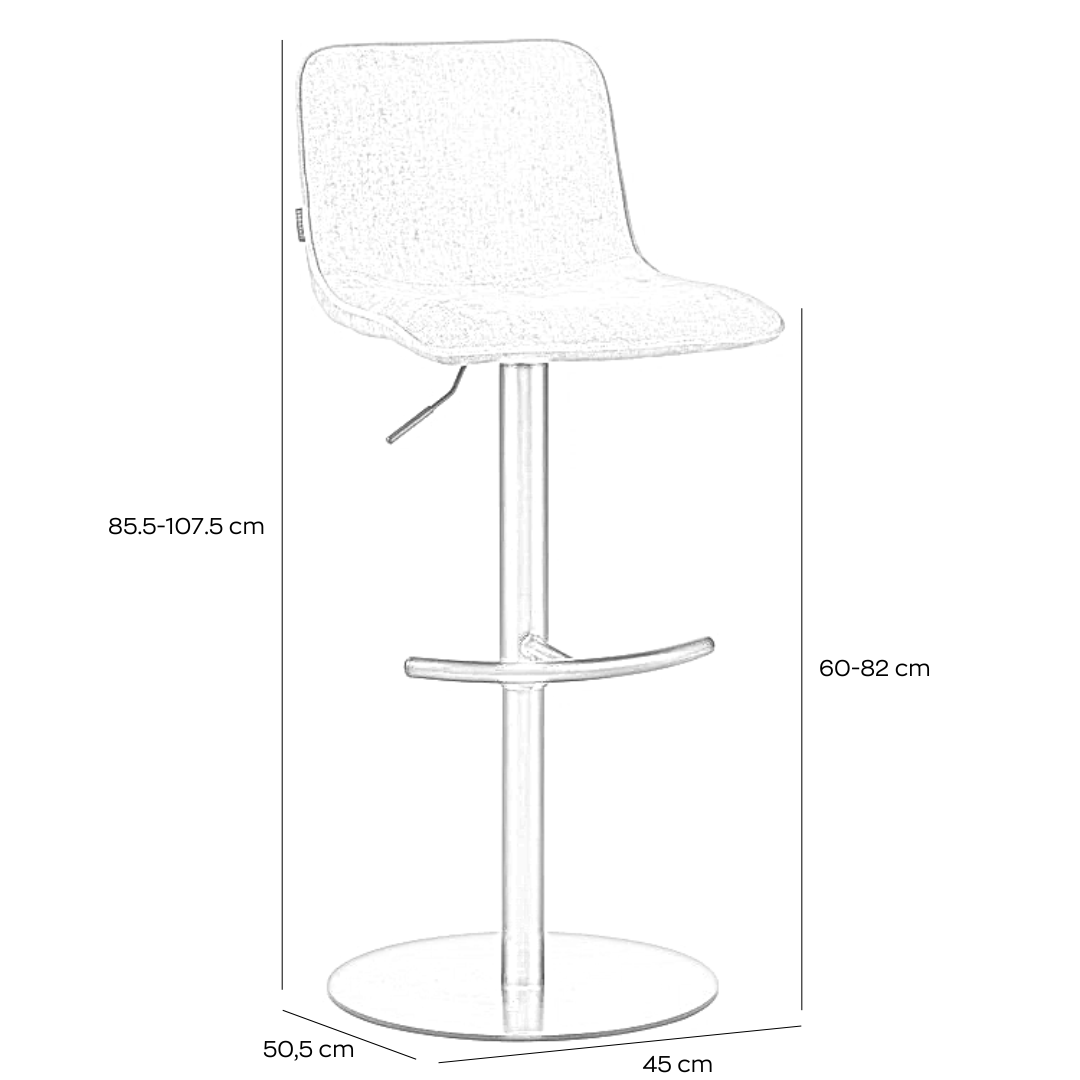 Bar stool Jack mixed fabric off white/brown 60-82 cm mixed 45 cm wide