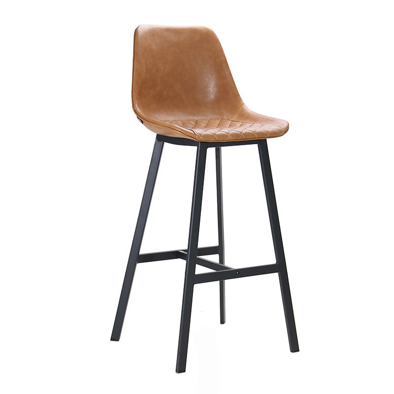 Industrial bar stool Lauren cognac PU leather 76 cm Faux leather