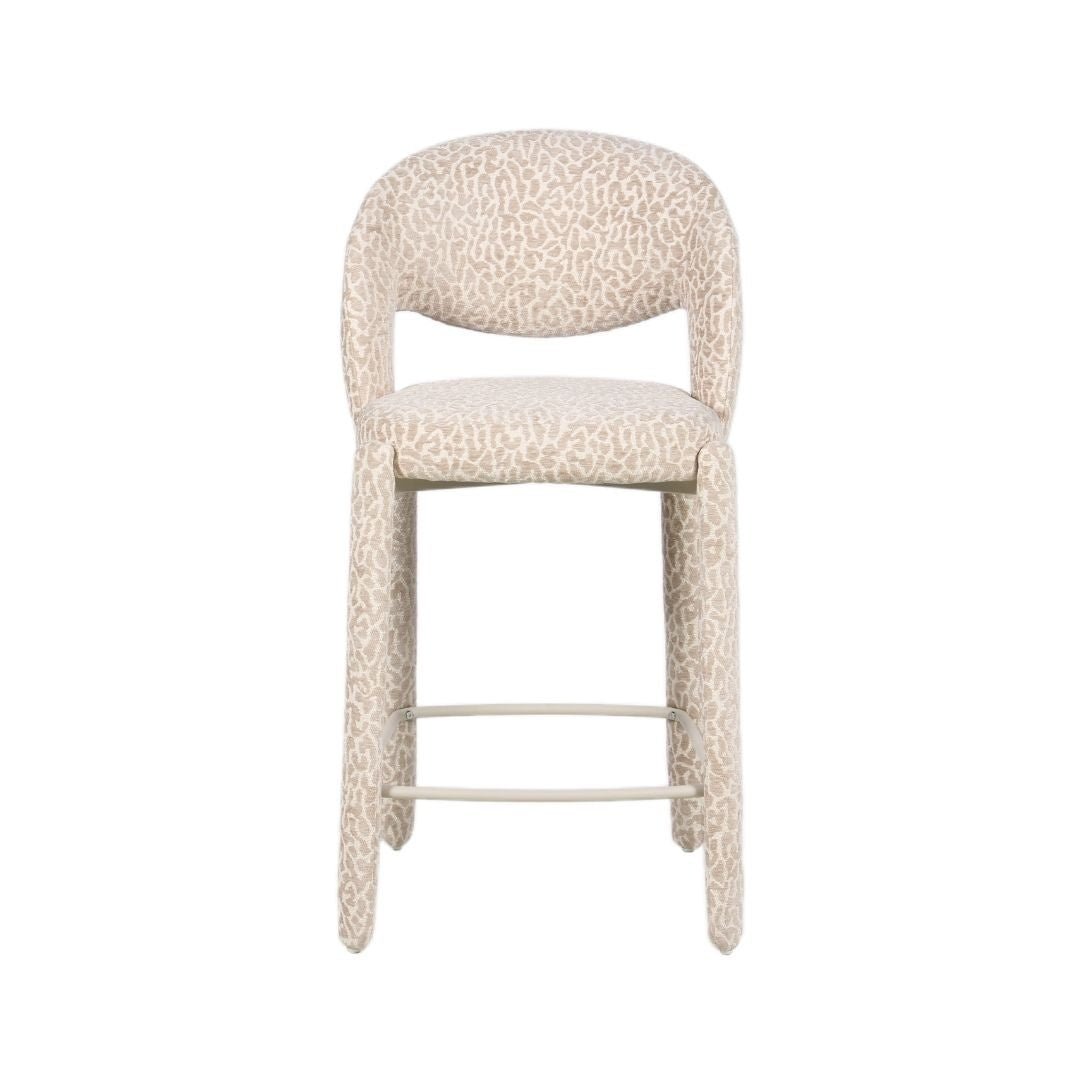 Barkruk Leo taupe leopard 70 cm Bouclé