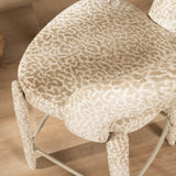 Barkruk Leo taupe leopard 70 cm Bouclé